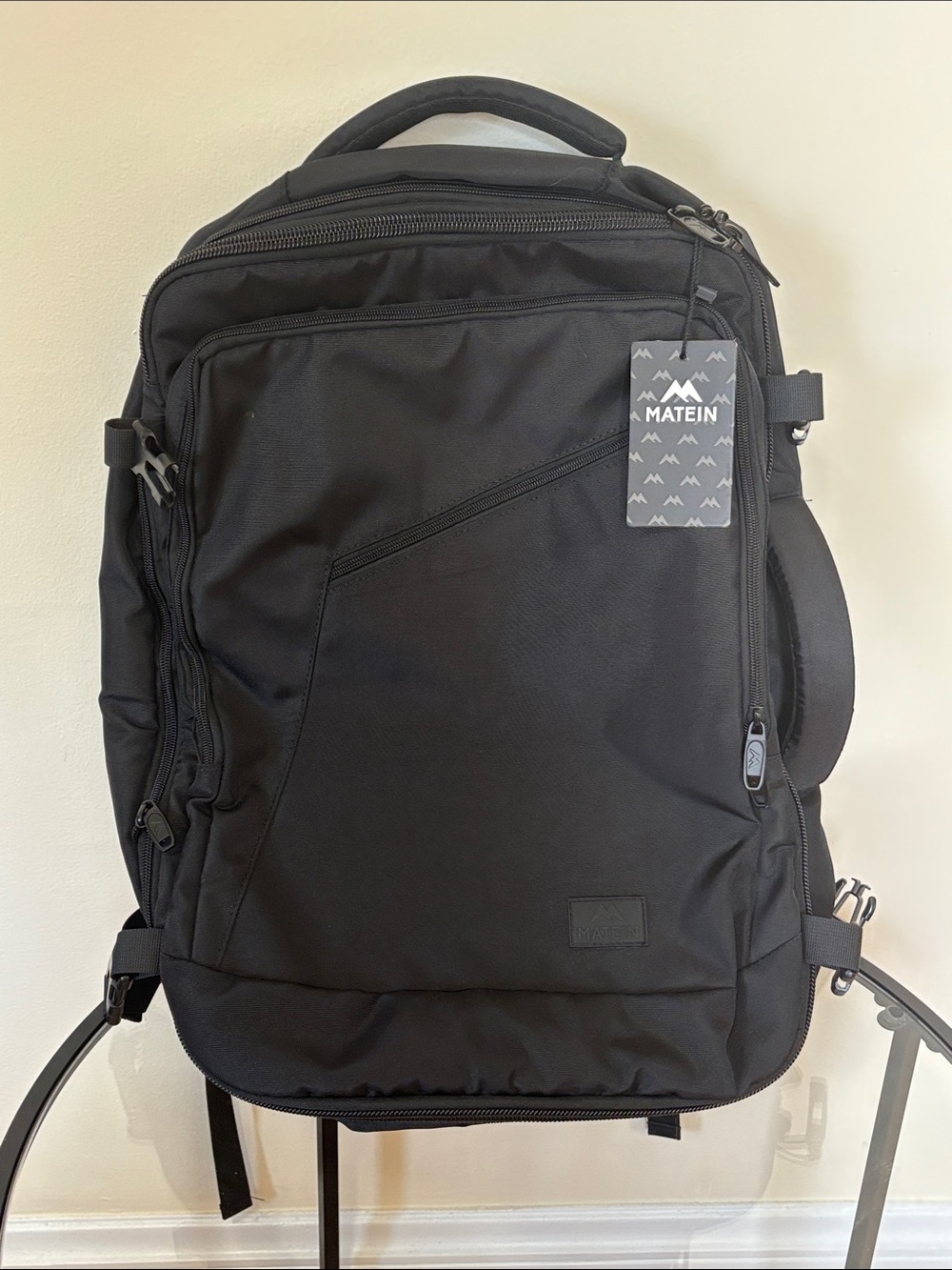 NWT Matein Black Travel Carry-On Backpack Durable Multi-Compartment Bag